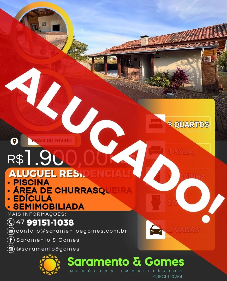 Casa (semimobiliada) com Piscina na Praia do Ervino - São Francisco do Sul SC 