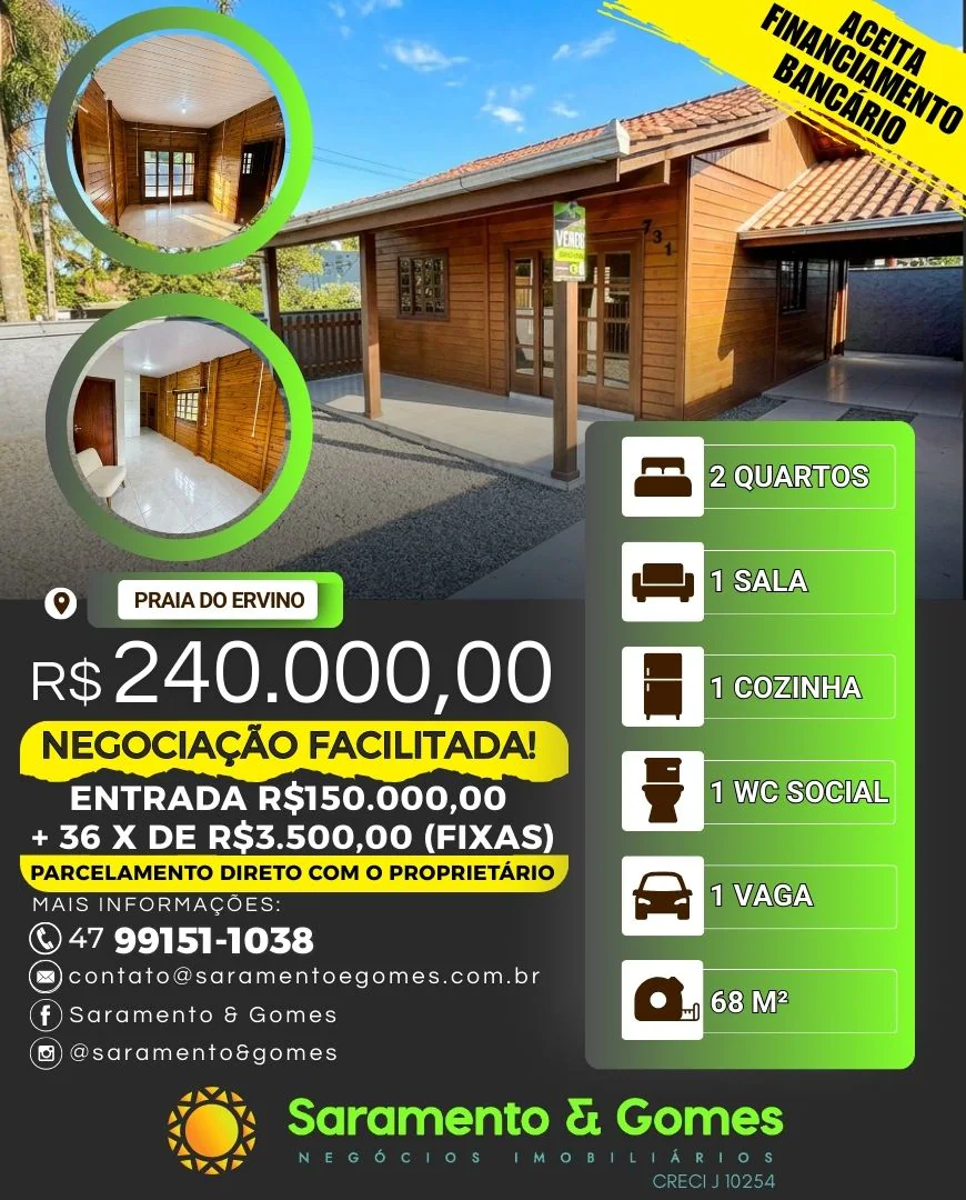 Casa Averbada com acesso à Praia e ao Canal do Linguado (possibilidade de financiamento bancário)
